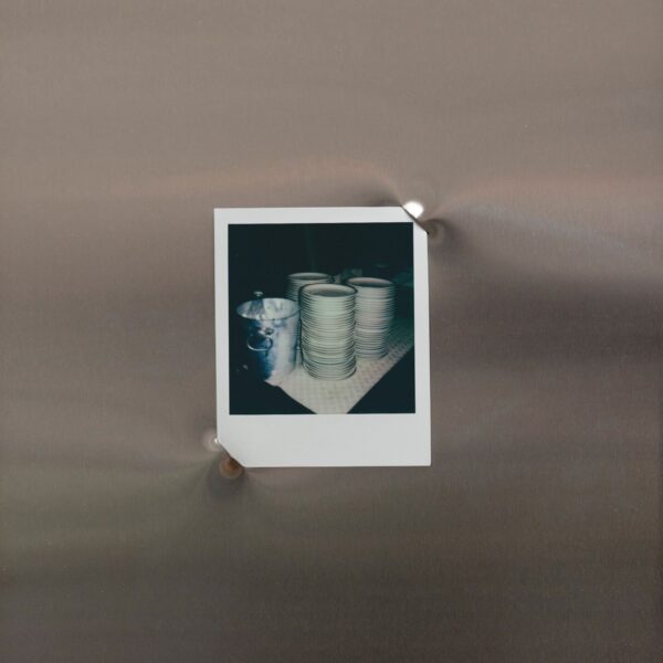 Polaroid embedded in stainless steel plaque